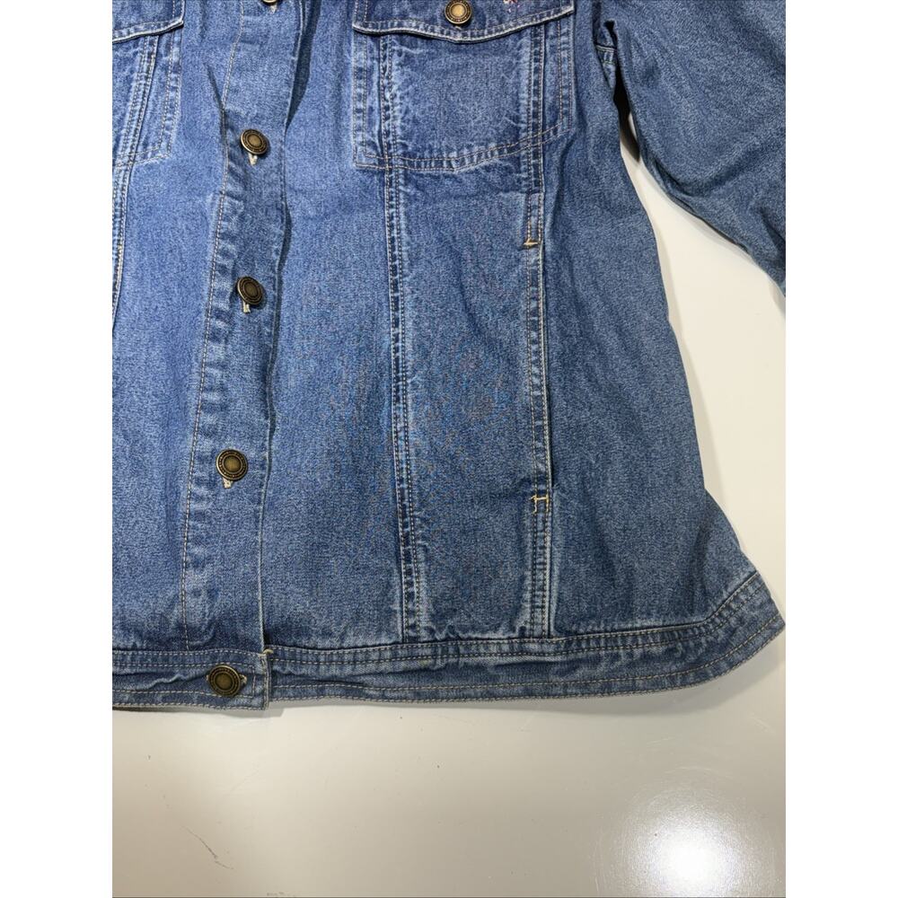 Vtg Womens Denim & Co Jean Jacket Sz 2X Floral Embroidered Light Weight - Picture 6 of 16